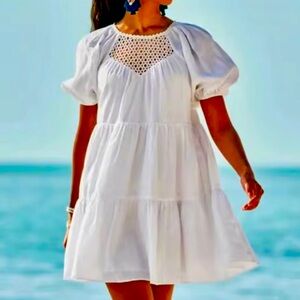 New Lilly Pulitzer Charlet size 10 Linen dress resort white